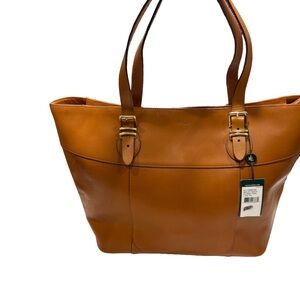Lauren Ralph Lauren Bexley Heath Tote / Shoulder Bag Tan Leather NWT